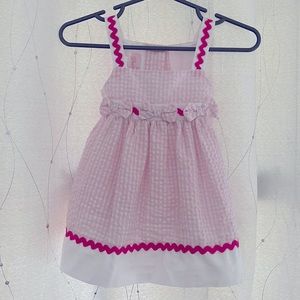 EUC Pink, white gingham dress with bows / matching bloomers